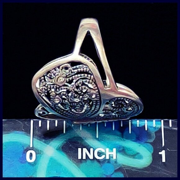 Sterling Silver 925 Filigree Butterfly Ring with CZ Accents Size 7 NV Maker Mark - Picture 8 of 9